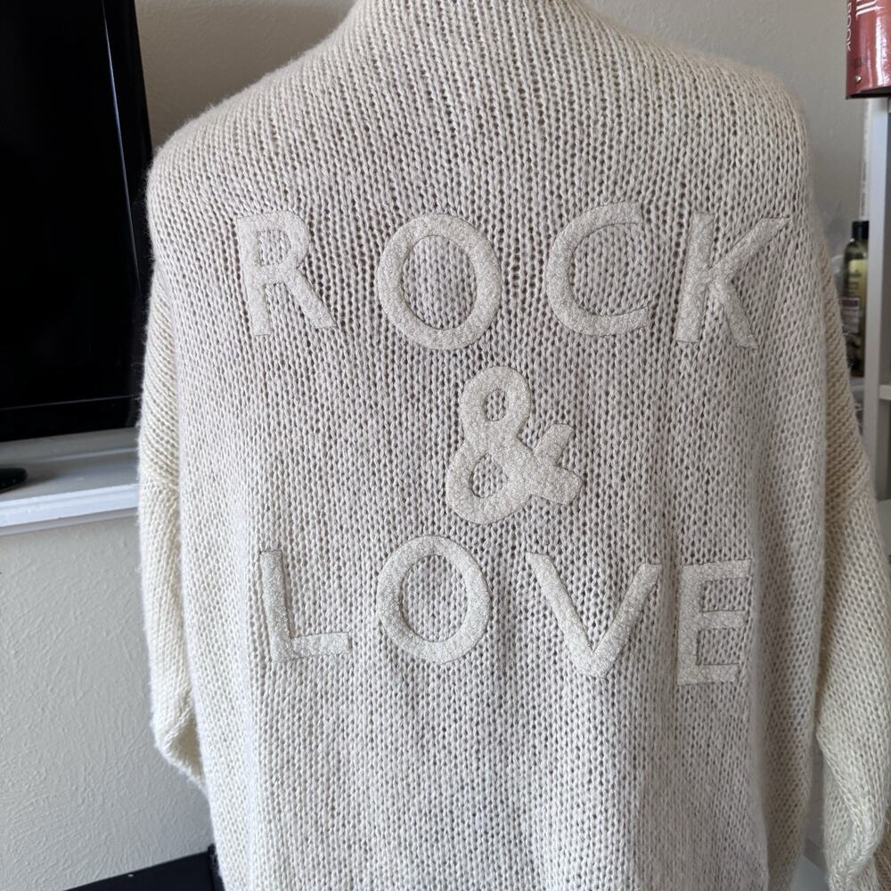 Elan Rock & Love Cream Chunky Knit Cardigan Oversized Open Front One Size